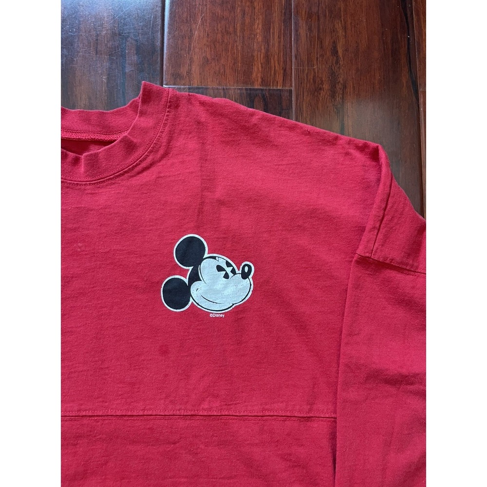 Mickey Mouse Disney Parks Authentic Spirit Jersey Spellout Red Size XL Preowned - Picture 3 of 8